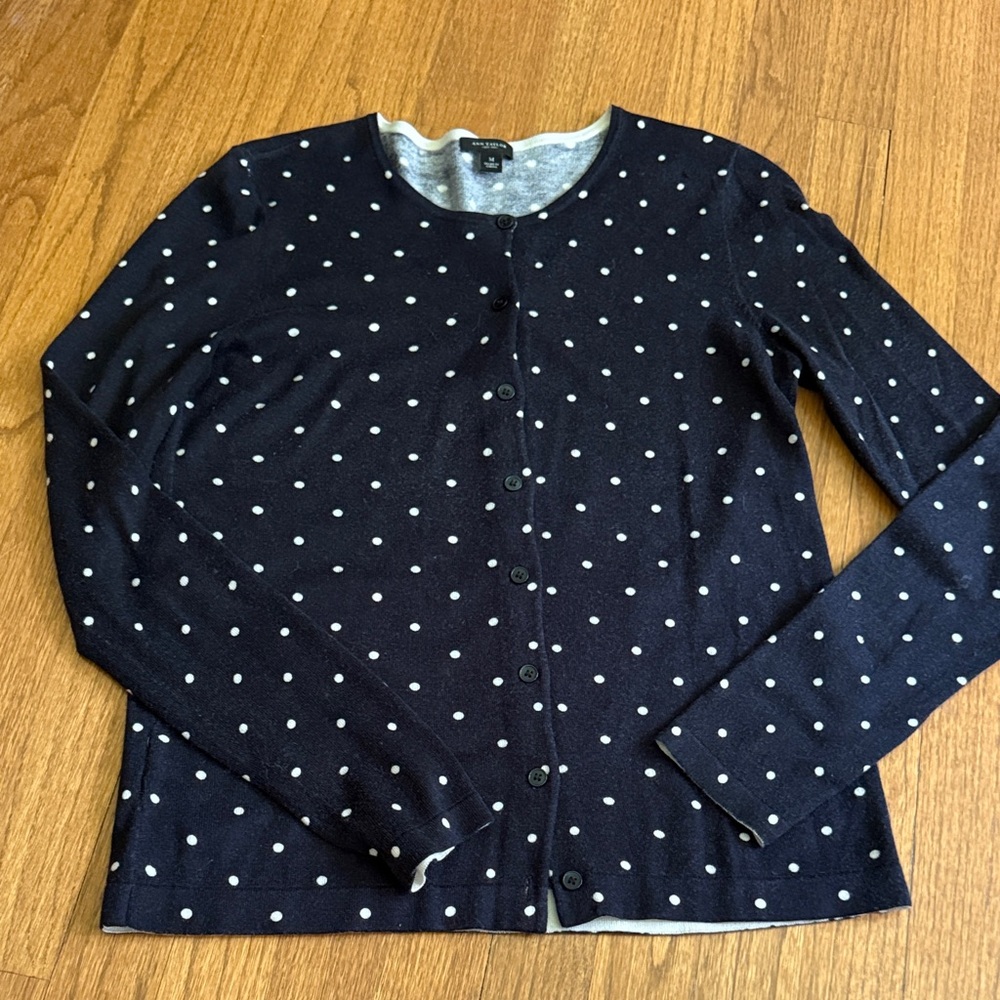 Ann Taylor Blue and White Knit Sweater